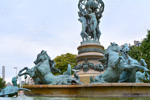 The fountain of the Observatory ("La fontaine de l'Observatoire"), or the fountain Four continents in the Jardin Marco Polo, south of the Jardin du Luxembourg in Paris, France.