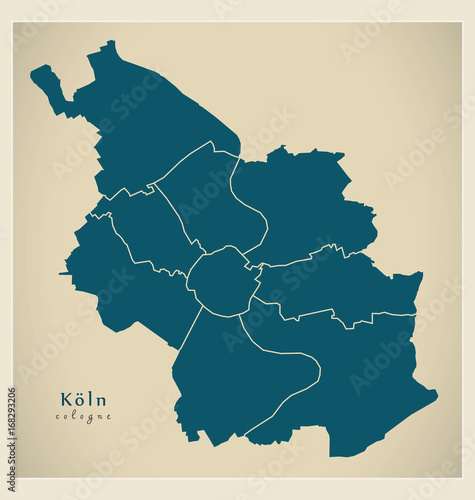 Modern Map - Cologne city of Germany DE