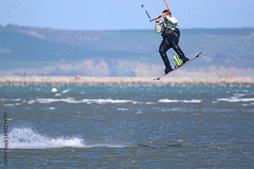 kitesurfer jumping