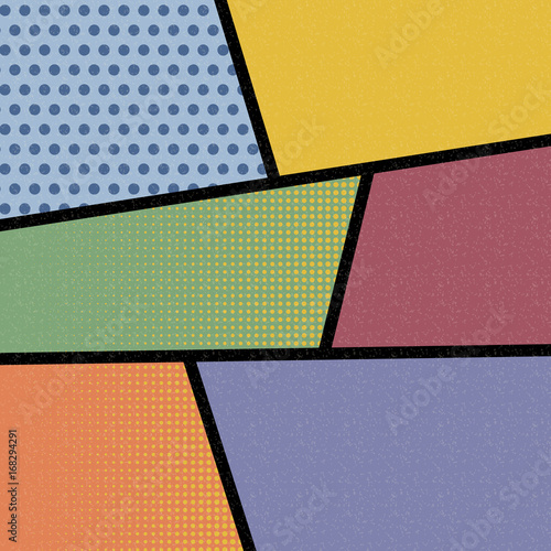 Blank rectangle comic superhero text, speech bubble, message. Humor graphic. Pop art comics book magazine cover template. Cartoon funny vintage strip mock up. Vector halftone illustration.