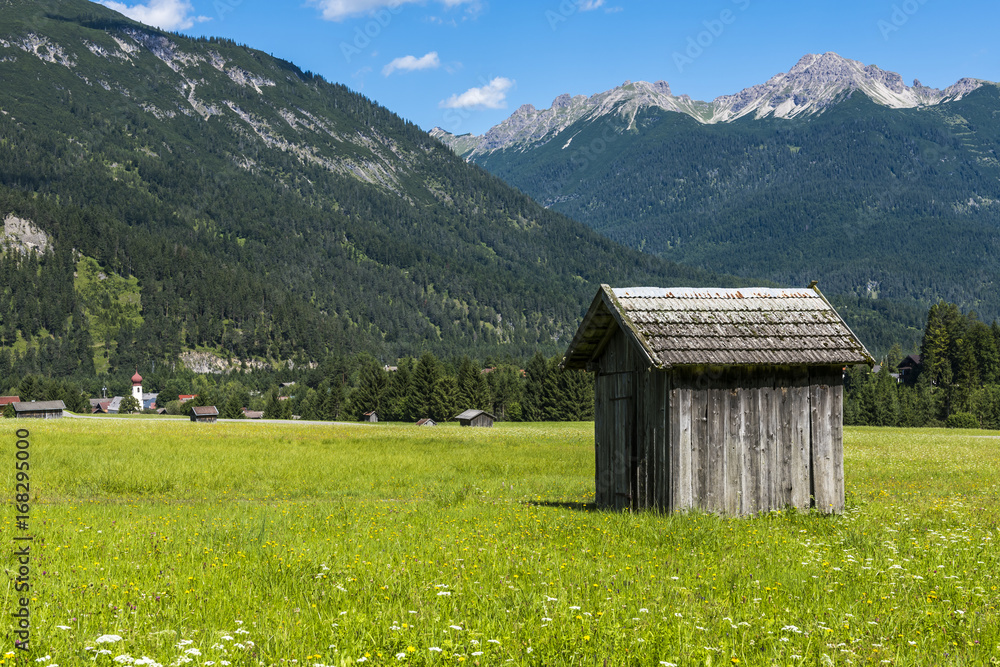 Fototapeta premium Cabin in Meadow Stanzach