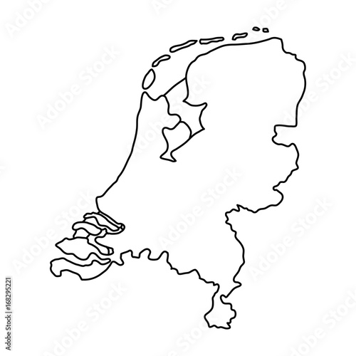 Netherlands map of black contour curves of vector illustration.