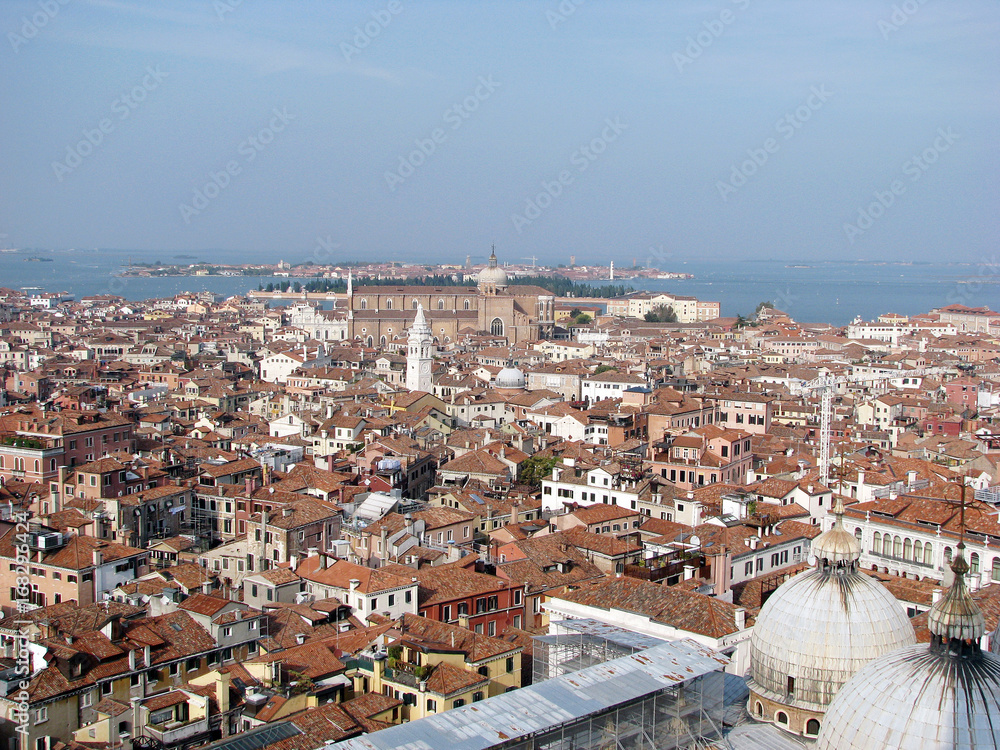Venice town air view with Murano island in the background