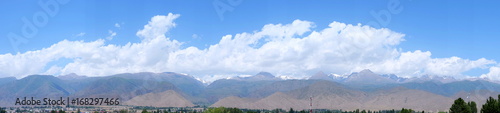 Panorama of clouds and mountains