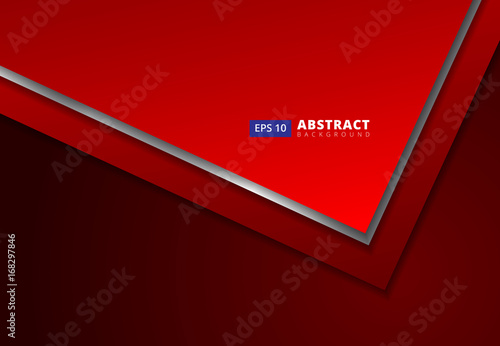 Triangle arrow corner overlap layer with copy space for text design, Red background, Vector