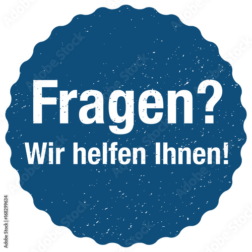 Fragen Wir helfen Ihnen! Sticker - Vektor - blau