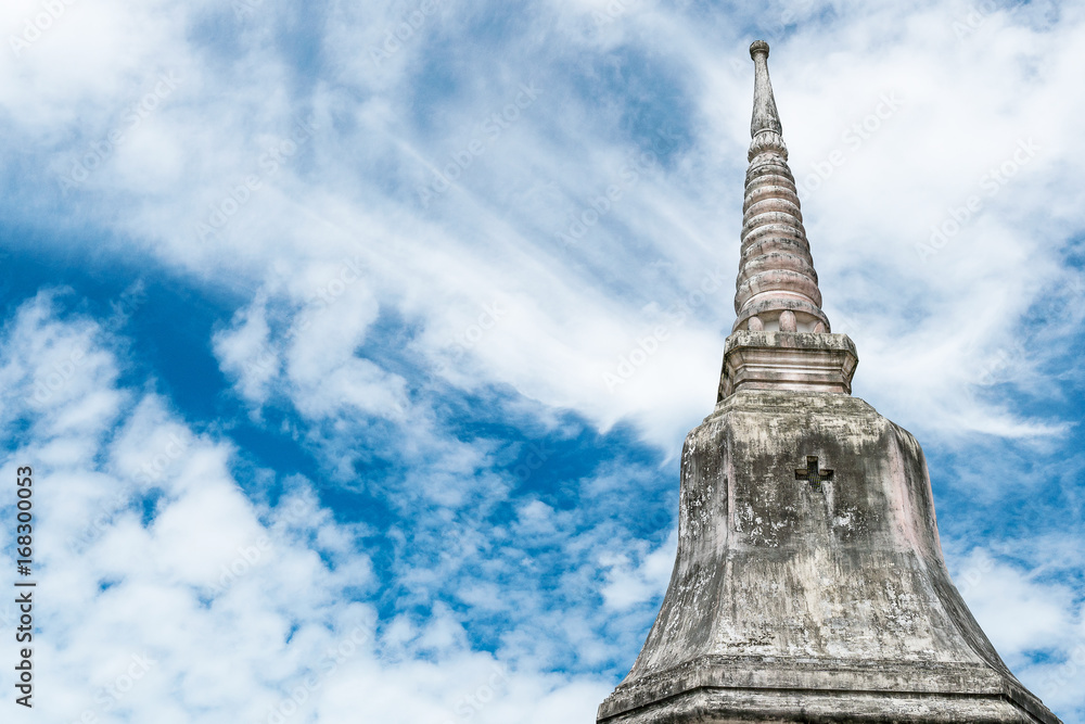 Buddhist pagoda with sky view With quiet talk.