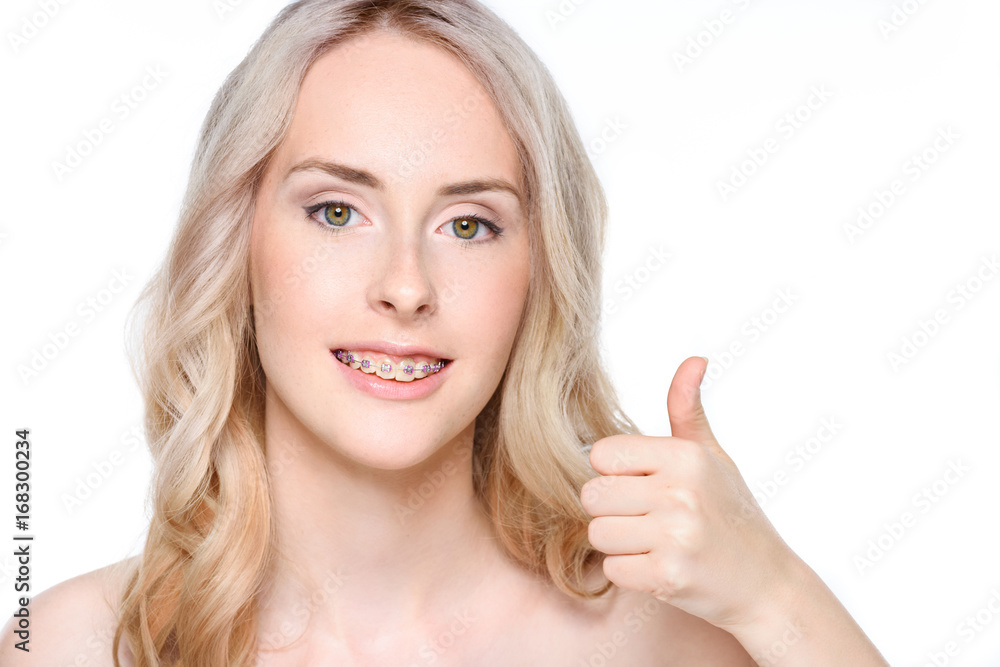 Woman showing thumb up Woman showing thumb up