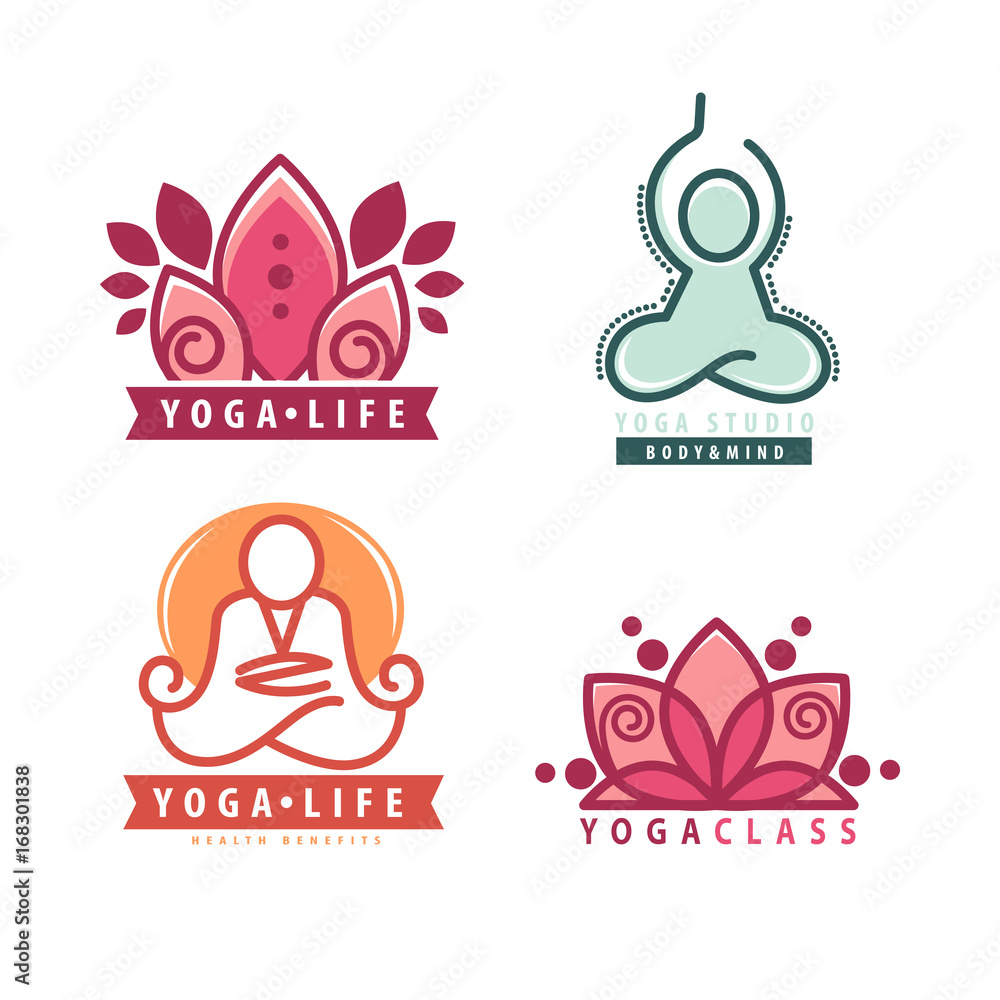Yoga monograms and logos set. Yoga monograms and logos set.