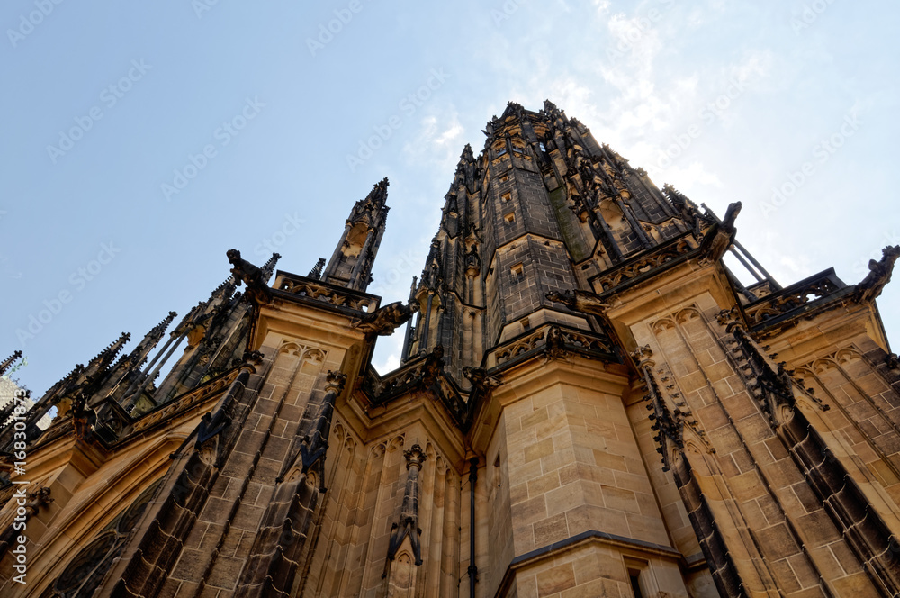 Czech Republic, Prague. St. Vitus Cathedral, Wenceslas and Adalbert - the Metropolitan Cathedral in gothic style.