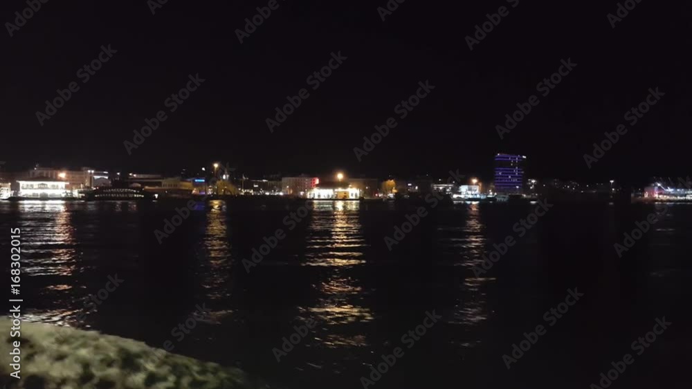 Seascape view from ferry at dark night Seascape view from ferry at dark night