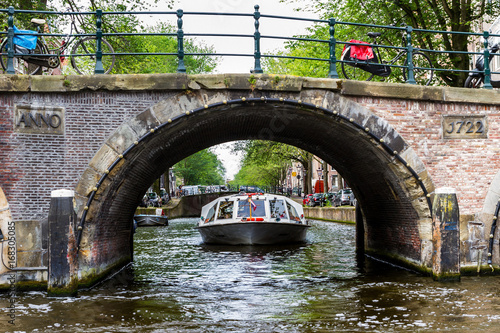 Canvas Print One fine day in romantic Amsterdam, Netherlands