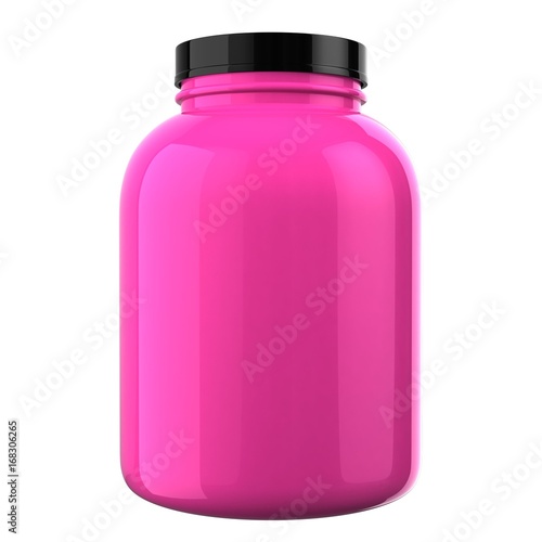 Pink Protien Bottle with Black Cap