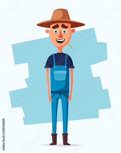Funny farmer. Cartoon vector illustration.
