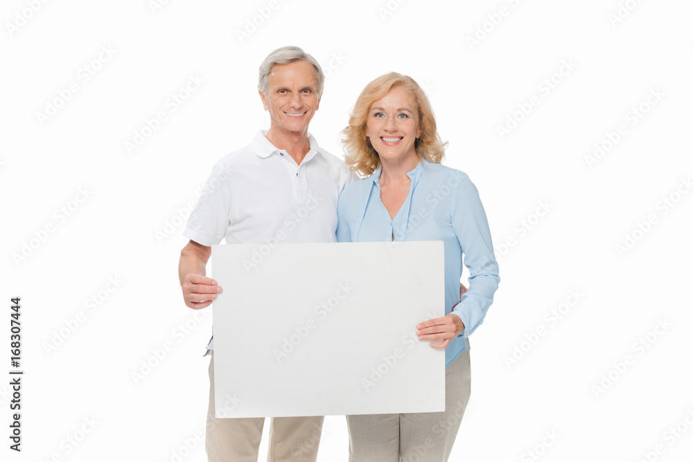 senior couple with empty card senior couple with empty card