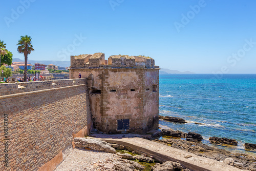 Alghero, Sardinia, Italy. Medieval bastion and embankment