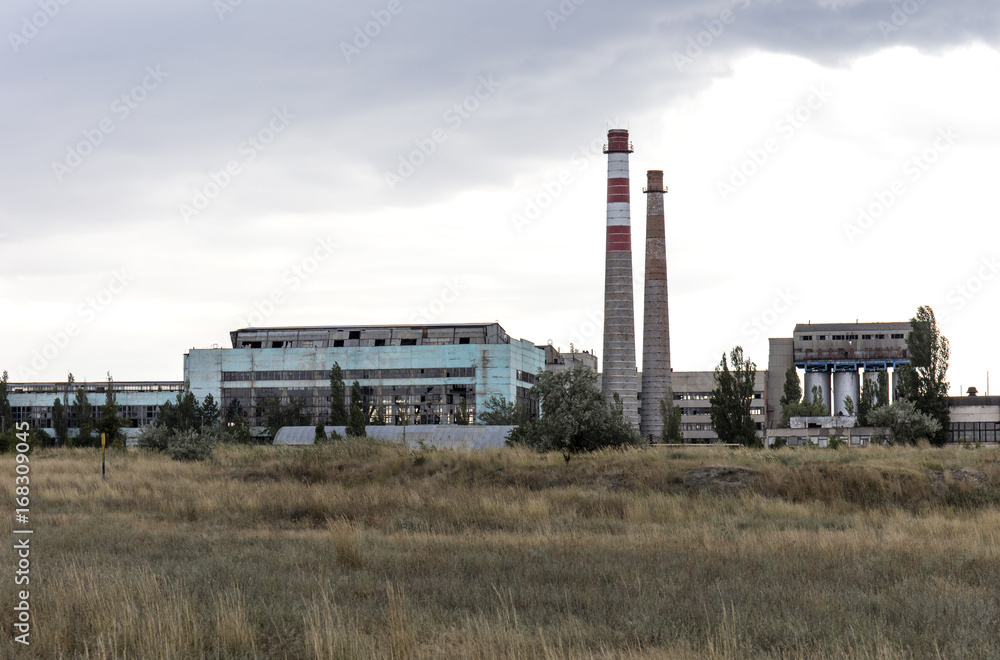 old USSR factory exterior, industry old USSR factory exterior, industry