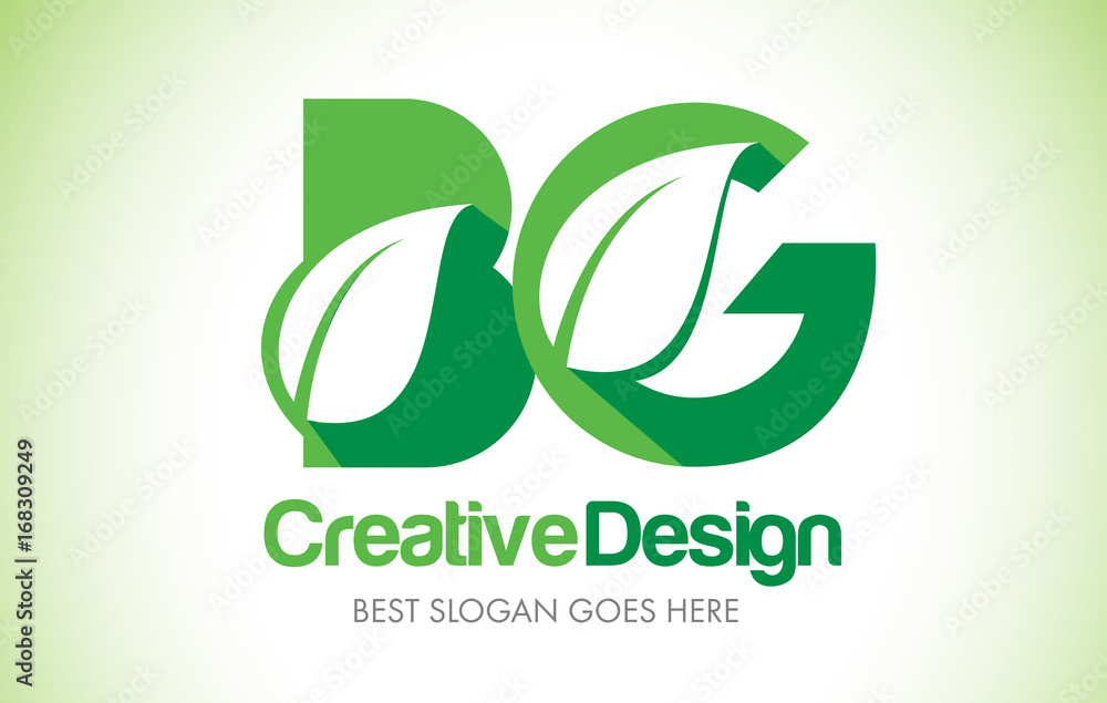 BG Green Leaf Letter Design Logo. Eco Bio Leaf Letter Icon Illustration Logo.