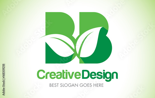 BB Green Leaf Letter Design Logo. Eco Bio Leaf Letter Icon Illustration Logo.