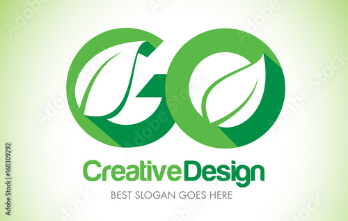 GO Green Leaf Letter Design Logo. Eco Bio Leaf Letter Icon Illustration Logo.