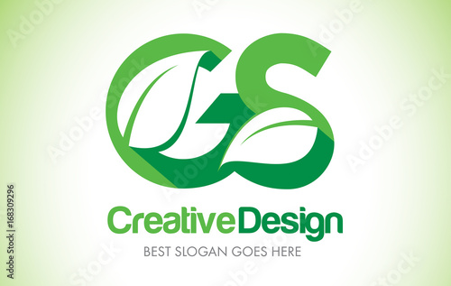 GS Green Leaf Letter Design Logo. Eco Bio Leaf Letter Icon Illustration Logo.