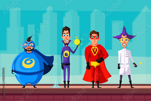 Set of evil superhero. Cartoon vector illustratration. photo