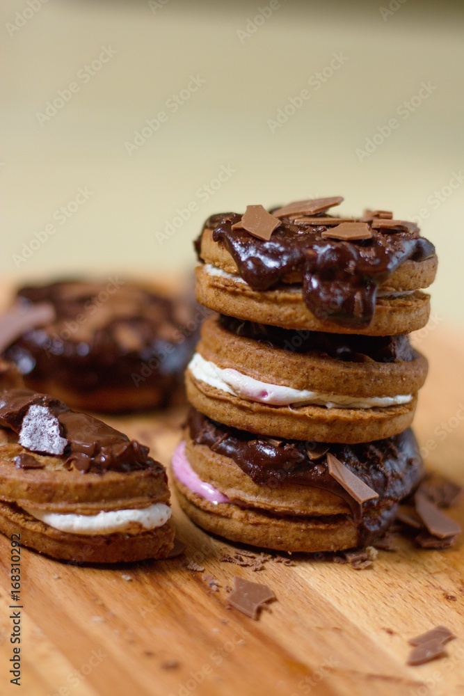 Stack of cinnamon and marshmallow sandwich cookies Stack of cinnamon and marshmallow sandwich cookies