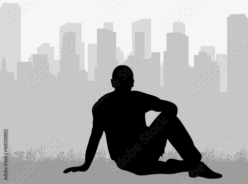 silhouette man sitting