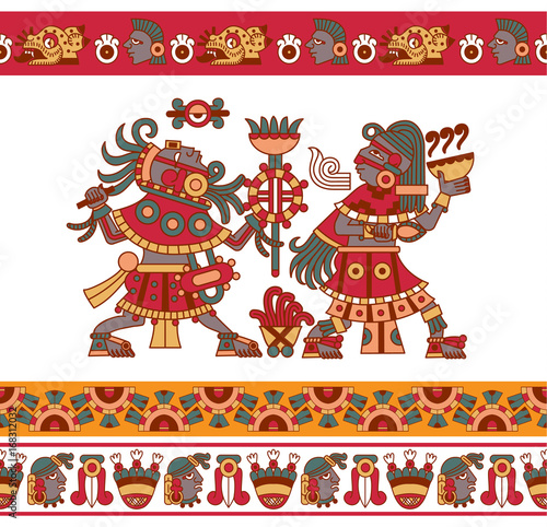 Vector illustration aztec cacao pattern for chocolate package design.