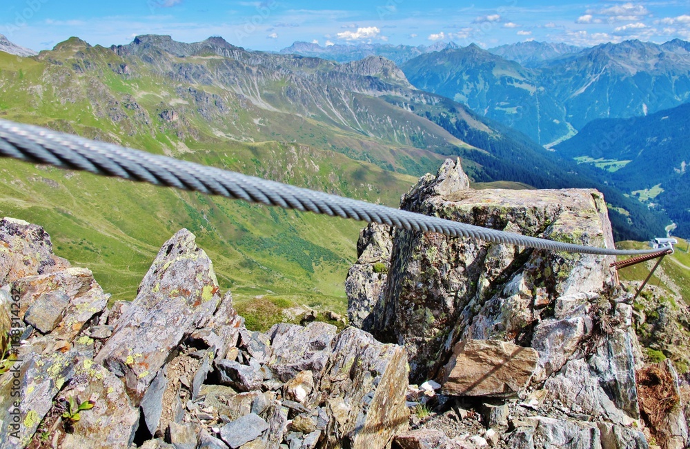 Fototapeta premium Klettersteig Gargellner Köpfe, Montafon