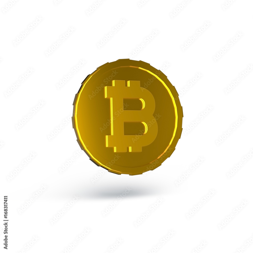 3D rendered golden bitcoin isolated on white background with shadows 3D rendered golden bitcoin isolated on white background with shadows