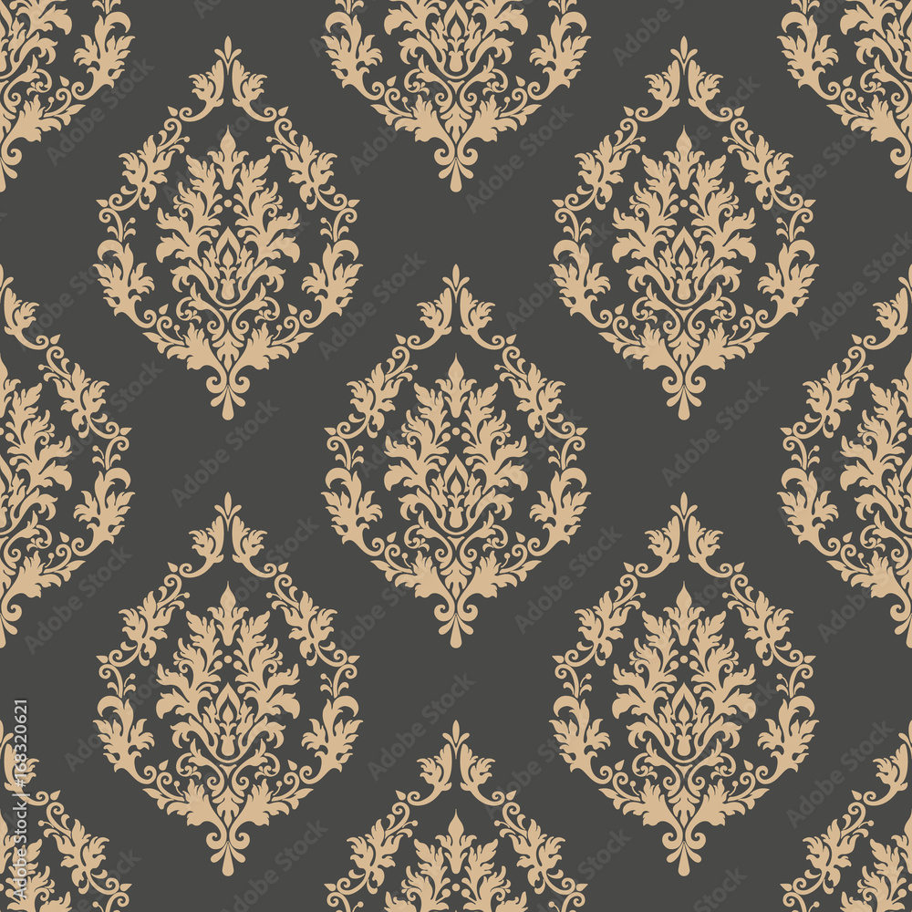 Vector Damask Seamless Pattern Background Classical Luxury Old