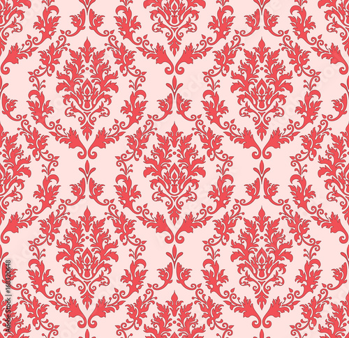 Vector damask seamless pattern background. Classical luxury old fashioned damask ornament, royal victorian seamless texture for wallpapers, textile, wrapping. Exquisite floral baroque template