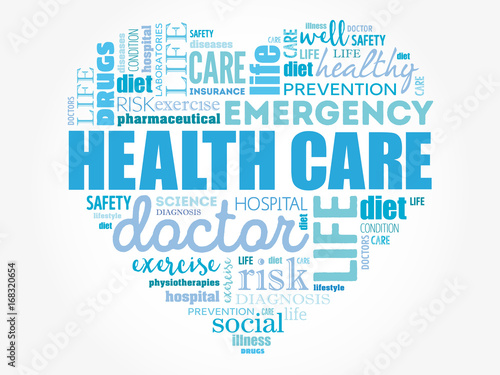 HEALTH CARE heart word cloud, fitness, sport, health concept
