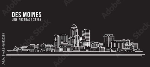 Obraz na plátne Cityscape Building Line art Vector Illustration design - Des Moines city