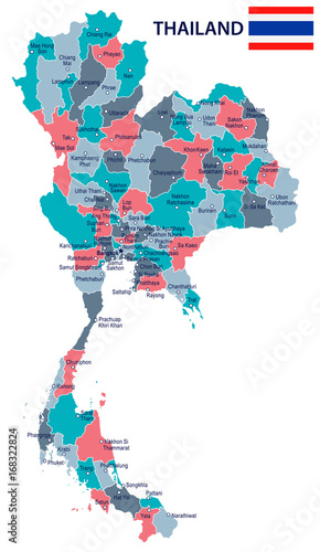 Thailand - map and flag illustration