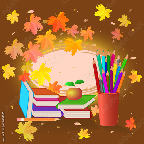 School set on autumn background