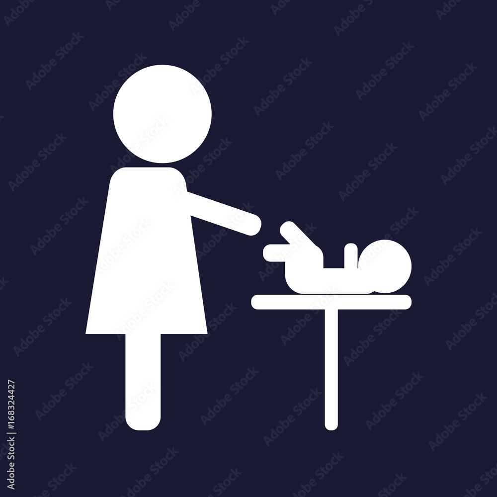 Obraz premium Mother and baby icon. Baby care room symbol. Mother and child room.