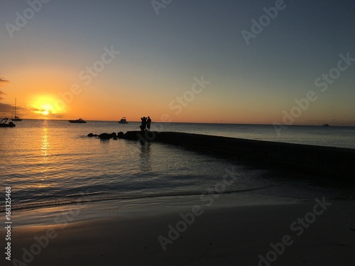 Sunset by the beach in Mauritius island