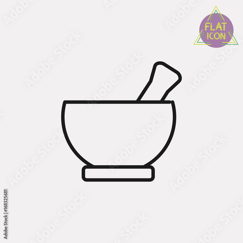 mortar and pestle line icon