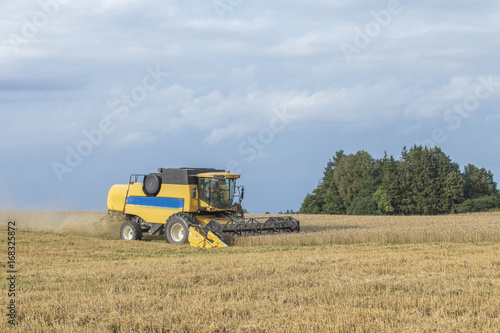 combine  barley and rye during the day and evening at sunset