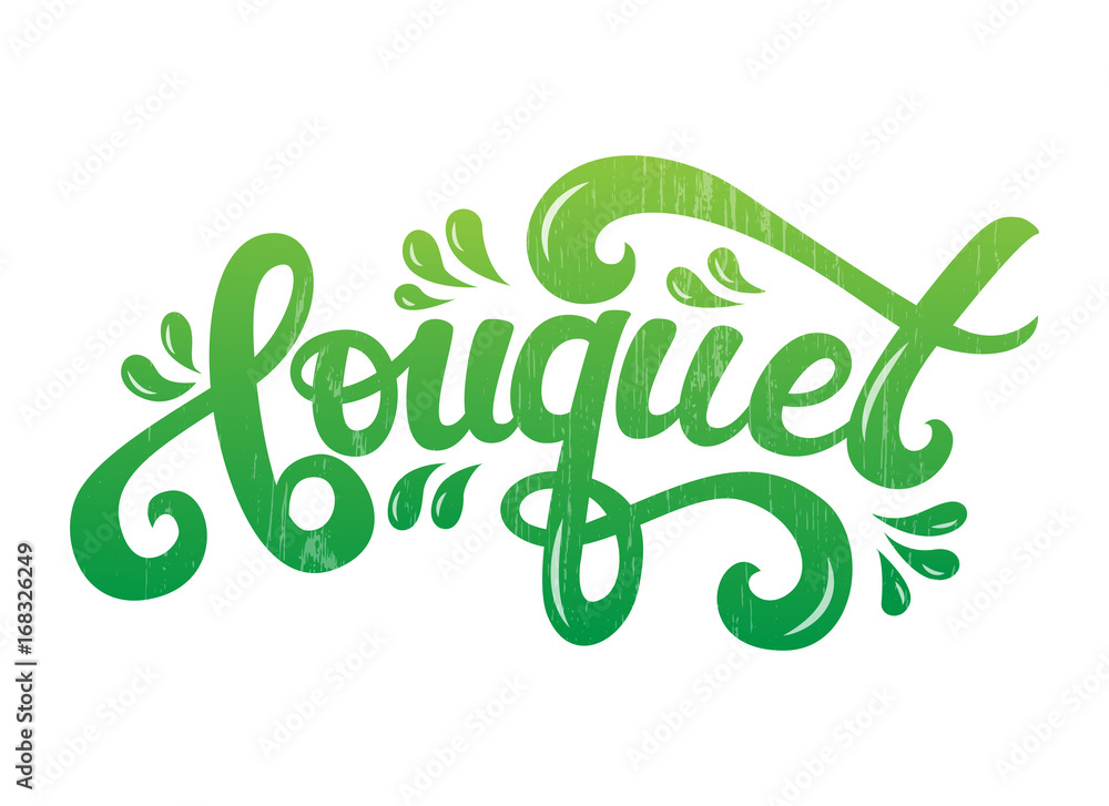 Vector hand written lettering Bouquet text Vector hand written lettering Bouquet text