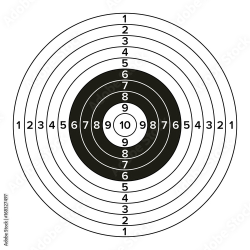Target Gun Vector. Classic Paper Shooting Target Illustration. For Sport, Hunters, Military, Police, Illustration
