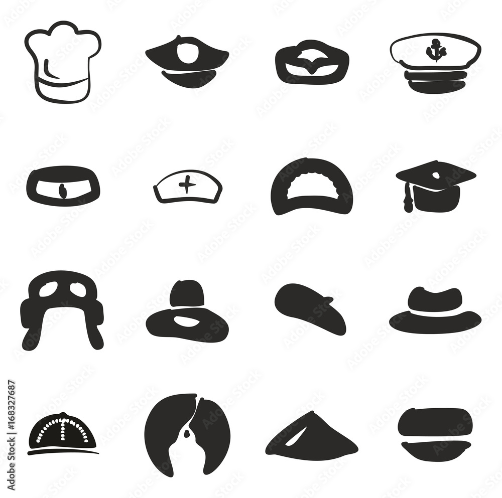 Hat Icons Set 1 Freehand Fill