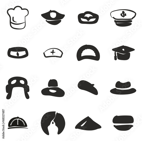 Hat Icons Set 1 Freehand Fill