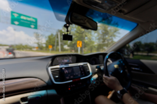 blur image, people travel road trip driving modern car © sutichak