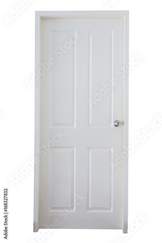 wood laminated door closed isloated on white background