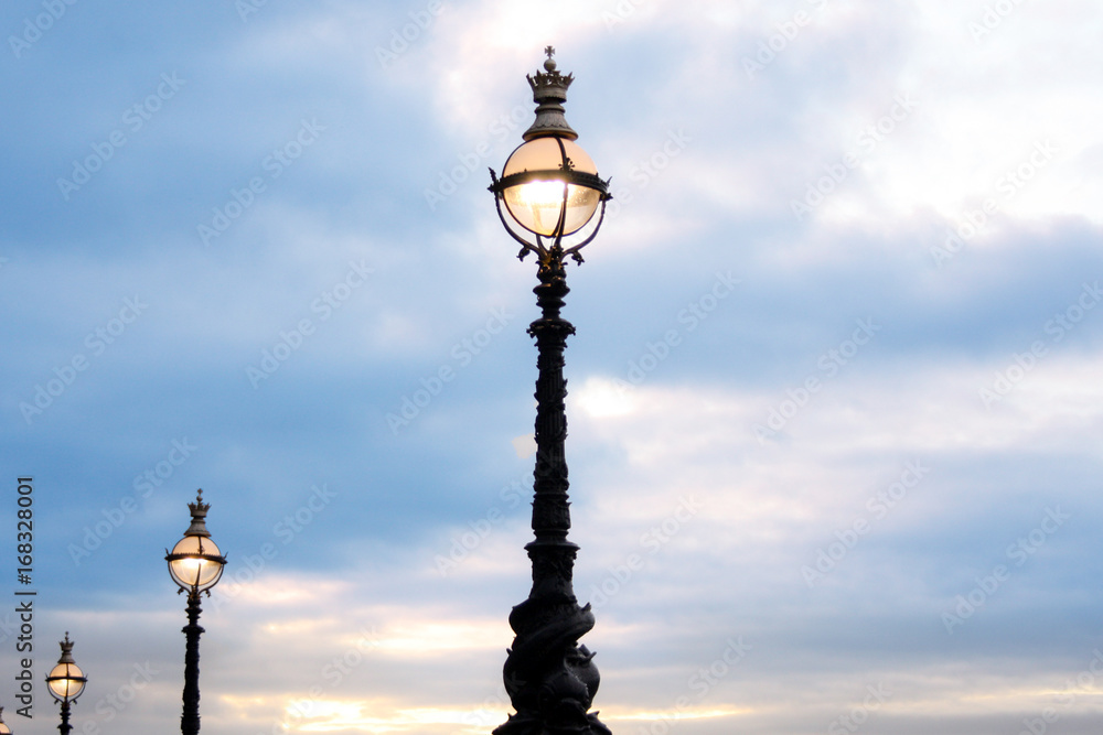 lampost against the sky and clouds