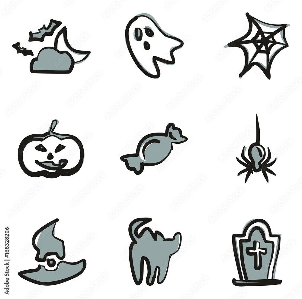 Halloween Icons Freehand 2 Color