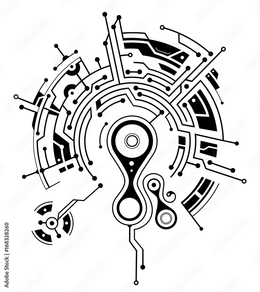 Circuit ornament as a tattoo sleeve shape Vector Image